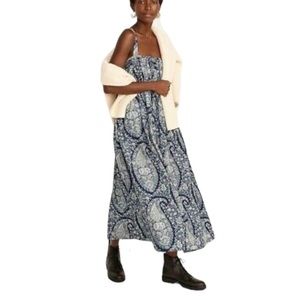 NWT J Crew Gathered Cotton-Poplin Dress in Overseas Paisley Sz 12